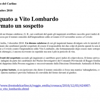 Agguato a Vito Lombardo. Fermato un sospetto